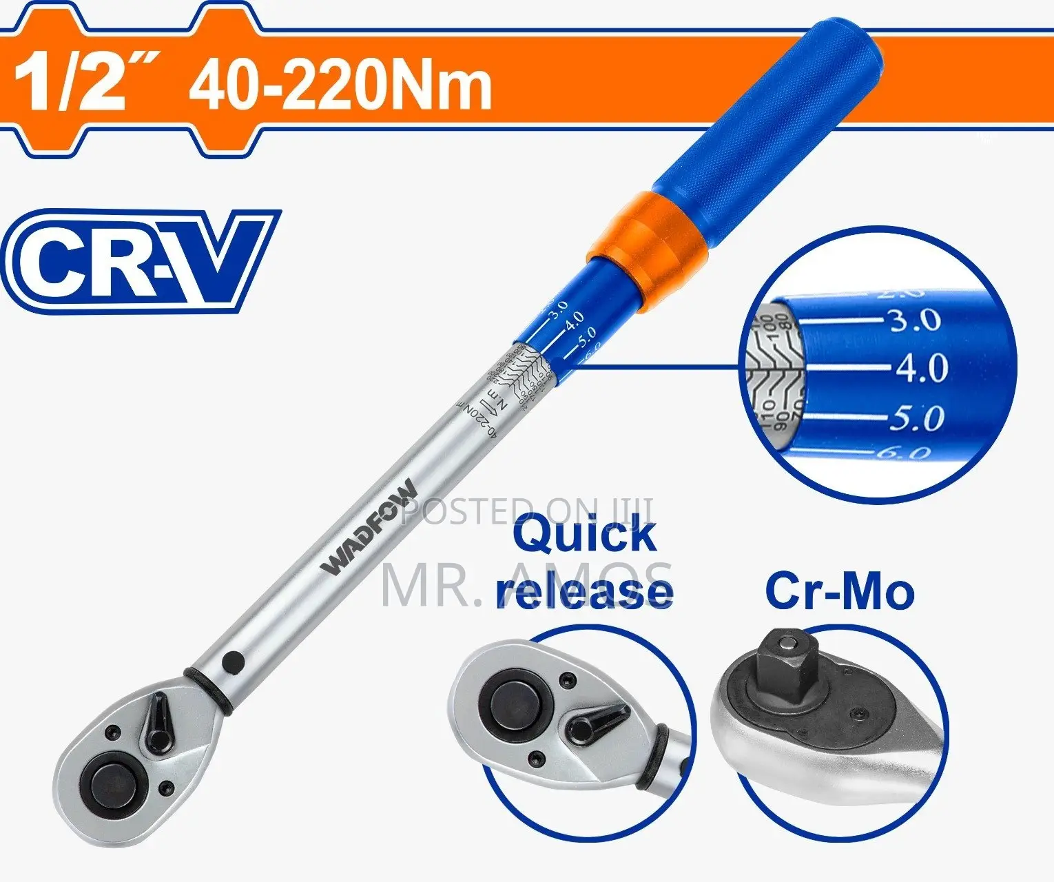 1/2-Inch (40-220 Nm) Drive Preset Torque Wrench - Wwq1d12