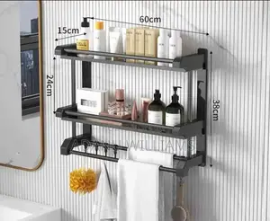 2 Tiers Quality Bathroom Towel Hanger Shelves