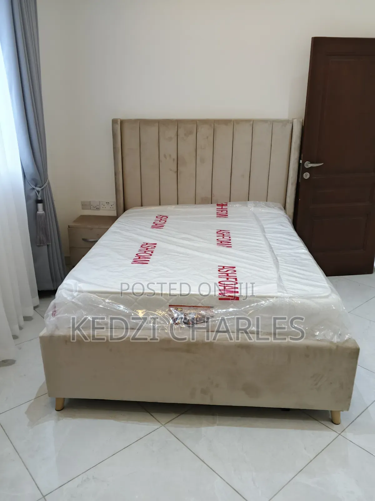 Double Bed and Bed Frame With Side Drawer