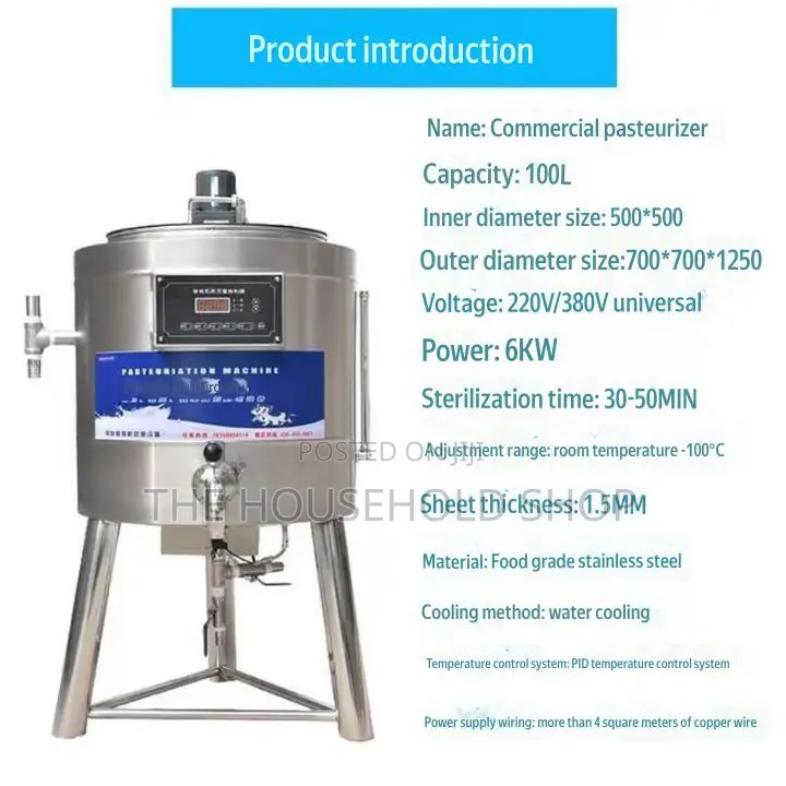 100l Food Grade Sus 304 Stainless Steel Pasteurizer