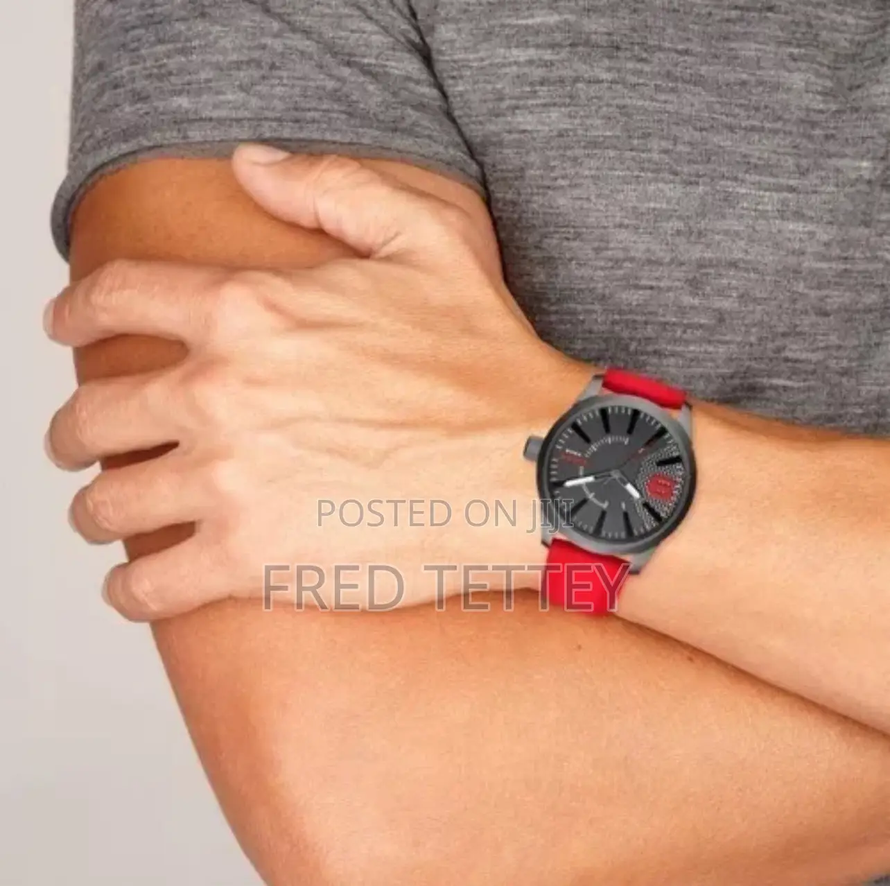 Diesel Men Red Silicone Watchi