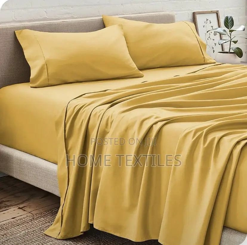 2 Yellow Bedsheet With 4 Pillow Cases