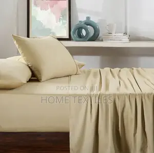 2 Beige Bedsheets and 4 Pillowcases