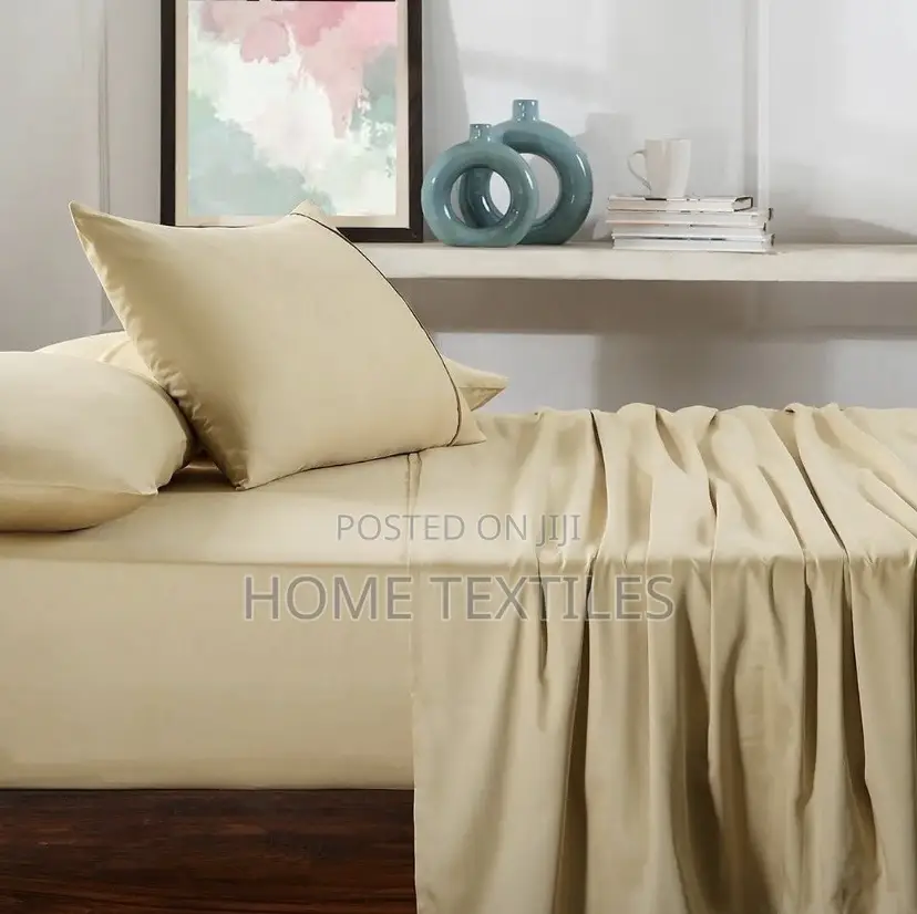 2 Beige Bedsheets and 4 Pillowcases