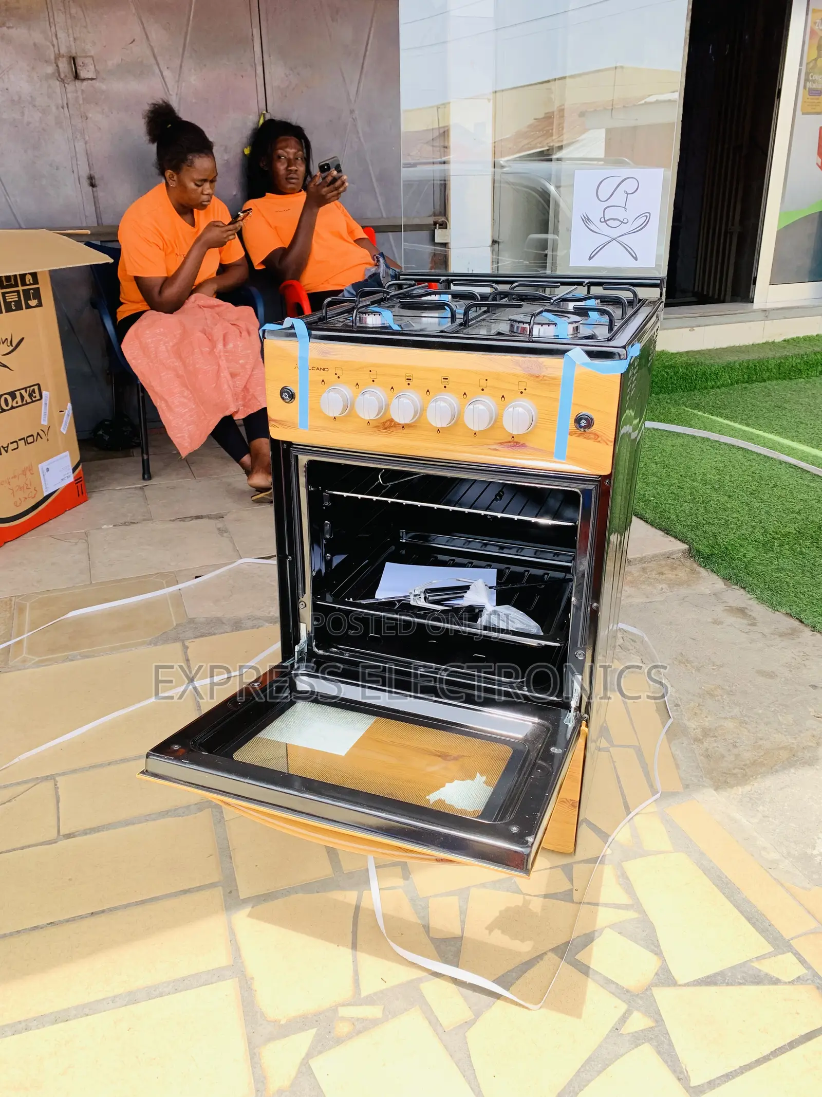 50/50 Wooden Like Gas Oven Grill 4burner Auto Ignition