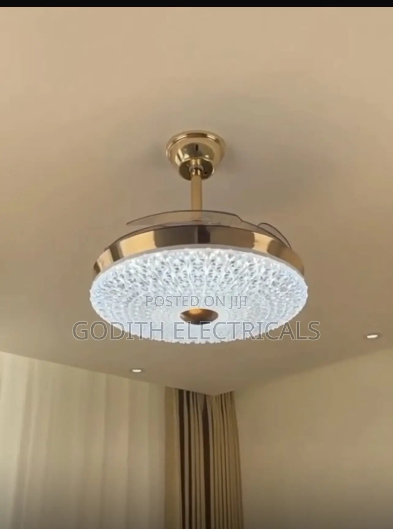 Crystal Ceiling Fan With 3 Colors