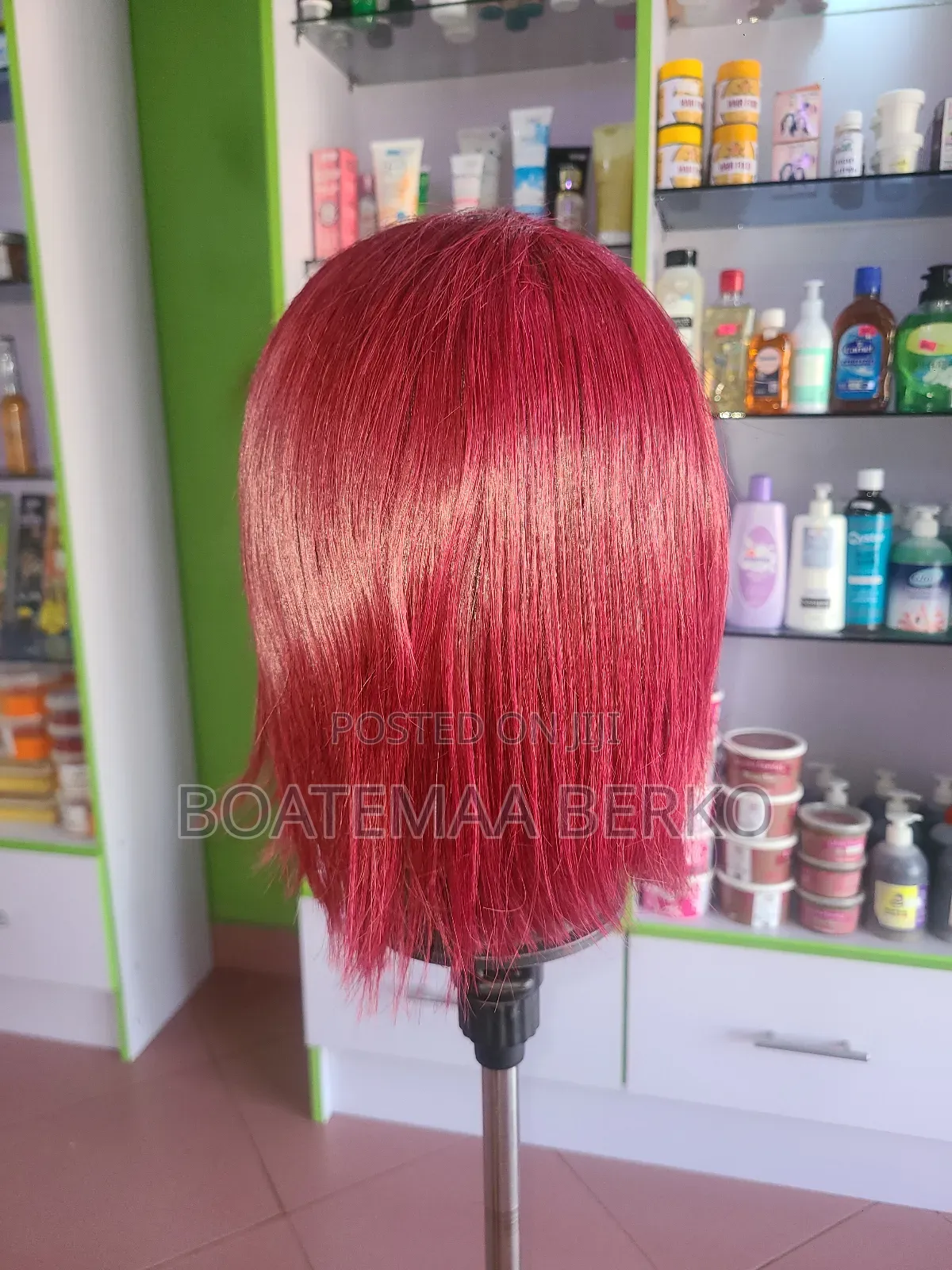 Short Wine Color Wig Cap