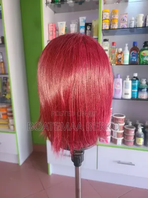 Short Wine Color Wig Cap