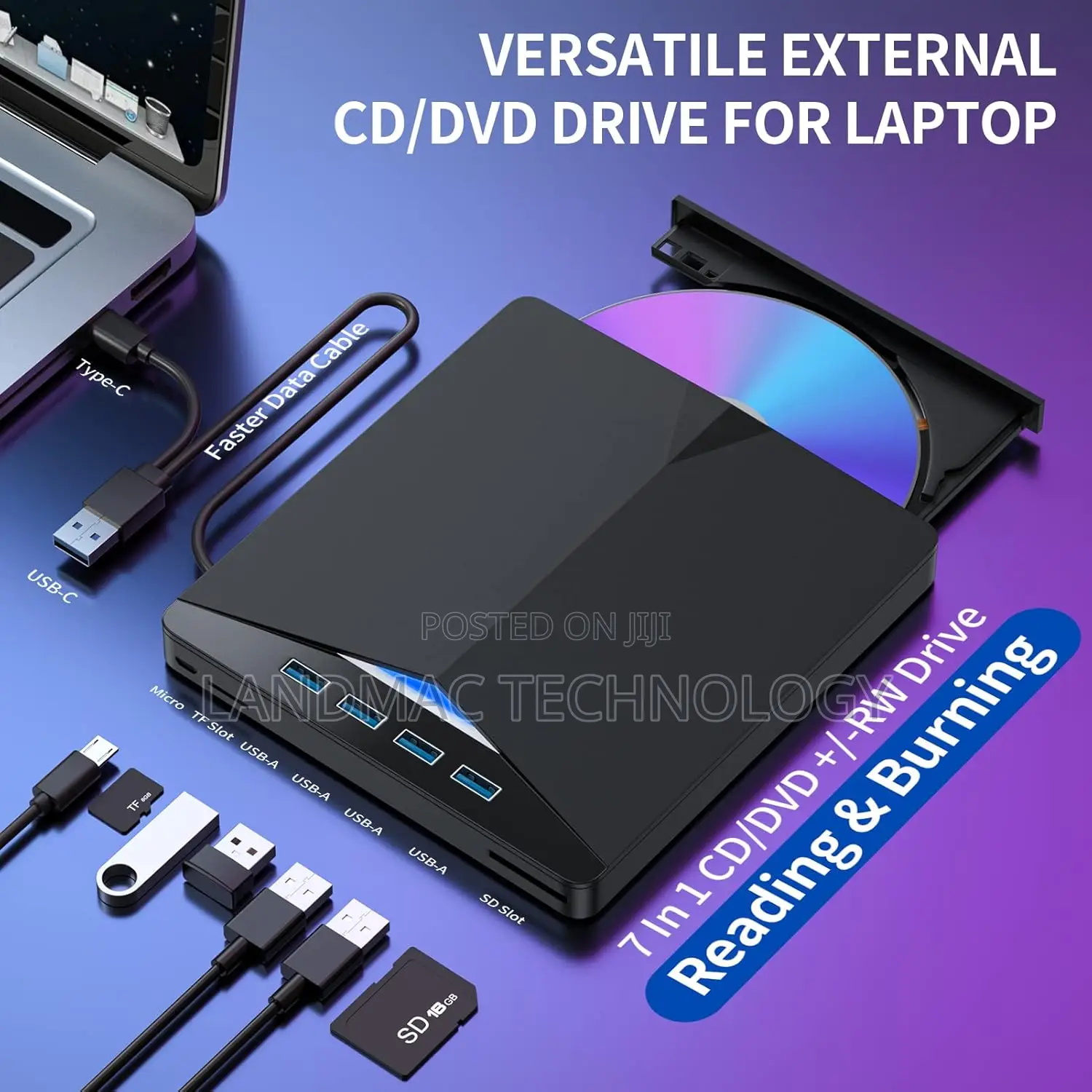 External Cd/DVD Drive for Laptop, 7 in 1 Usb 3.0 DVD Player