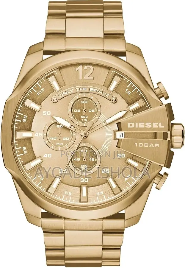 New Diesel Dz4360 Mega Chief Gold Chronograph Men's Watch