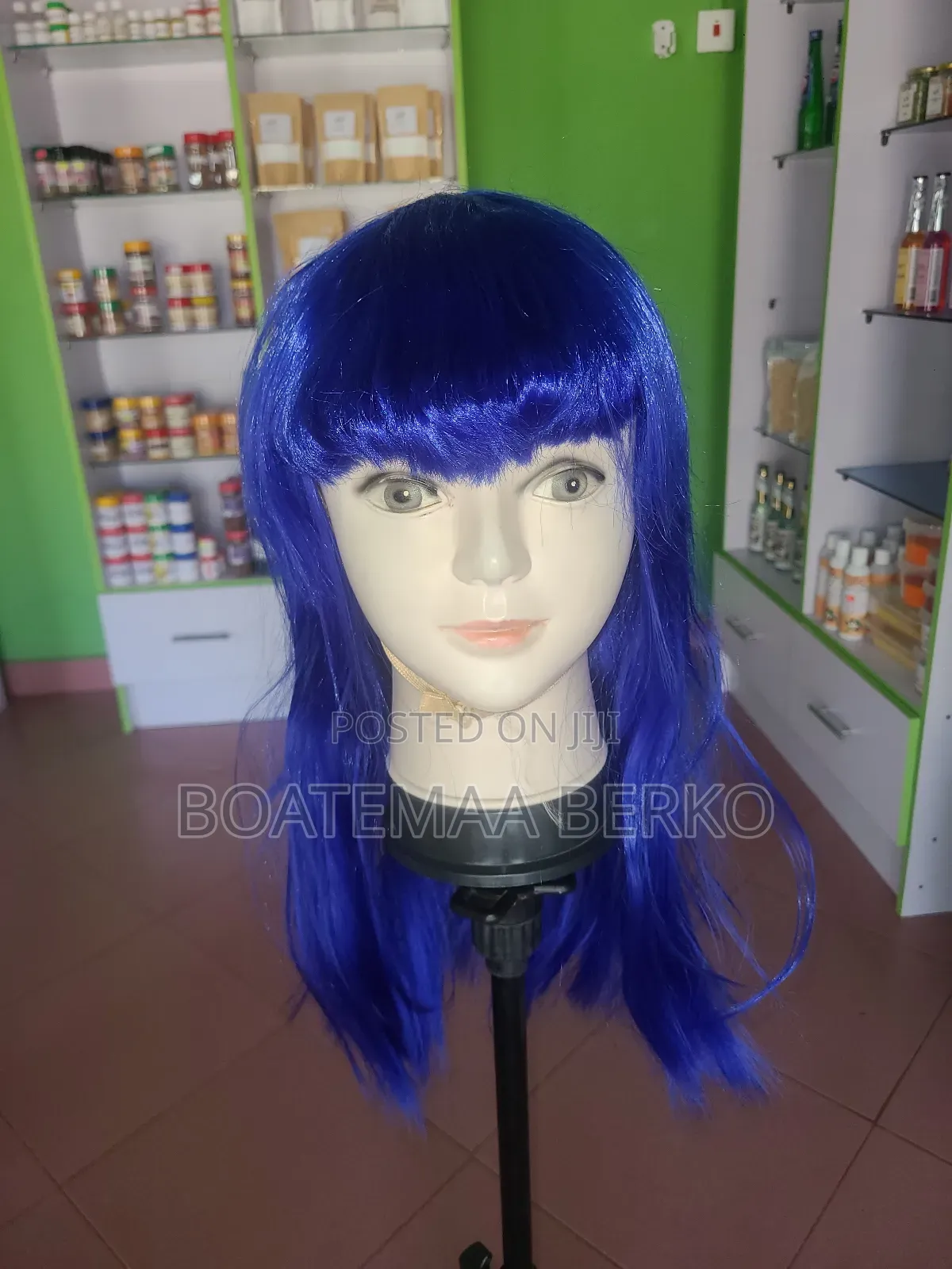 Blue Straight French Cut Wig