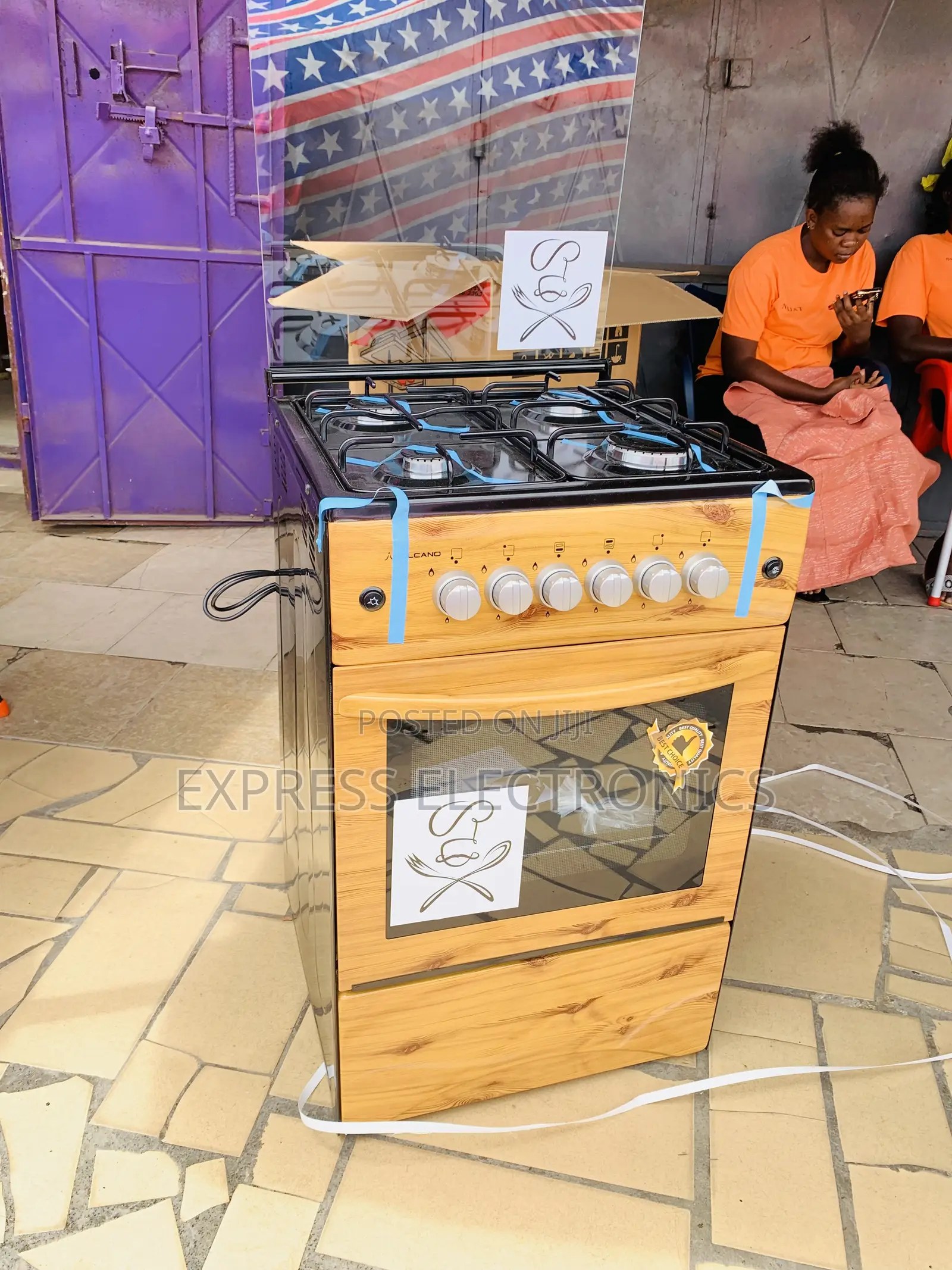 Wooden Like Gas Cooker Oven Grill 4burner 50/50