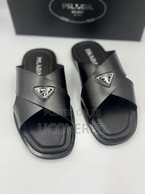 High Quality Cross Leather Slippers