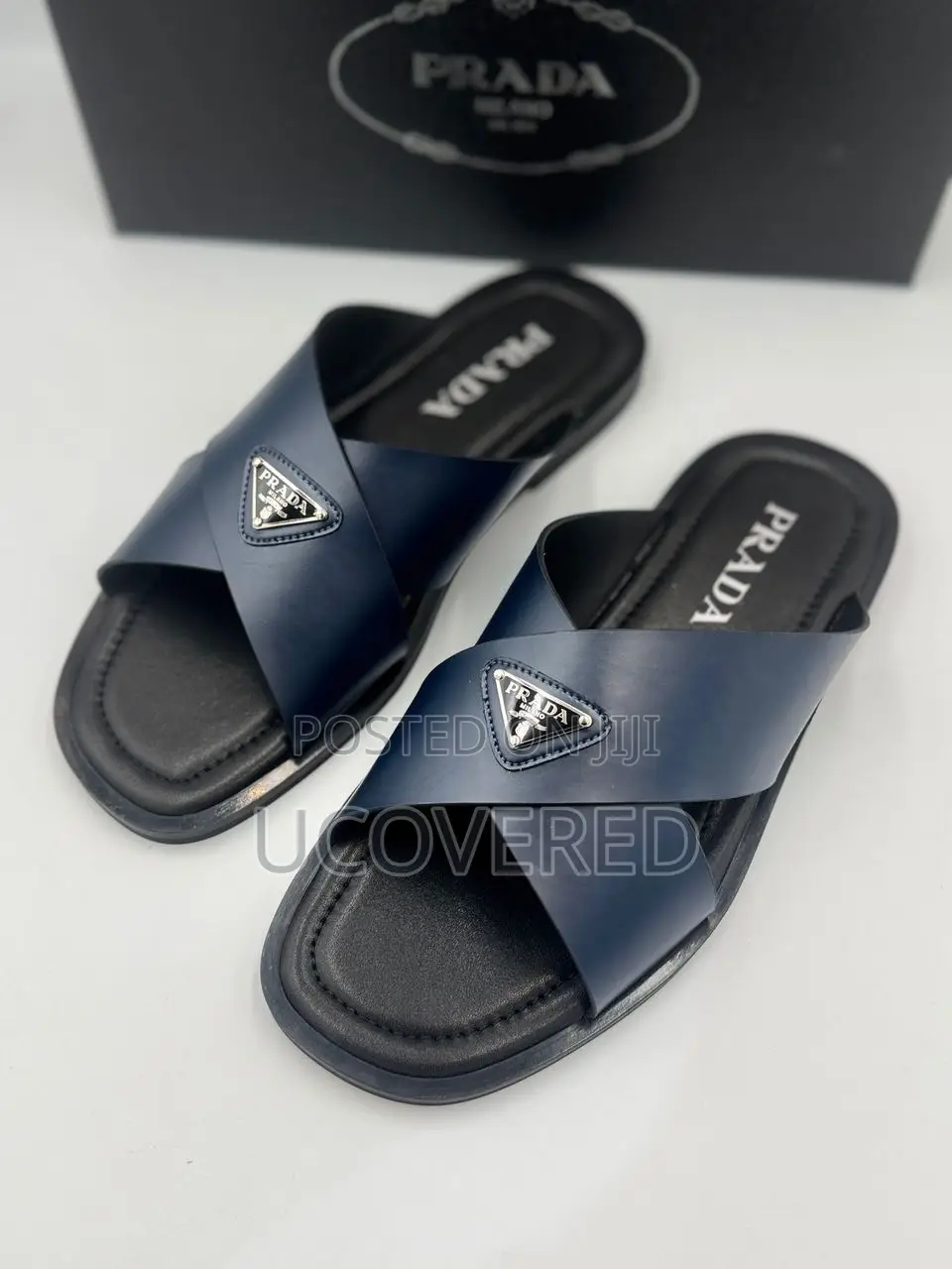 High Quality Cross Leather Slippers
