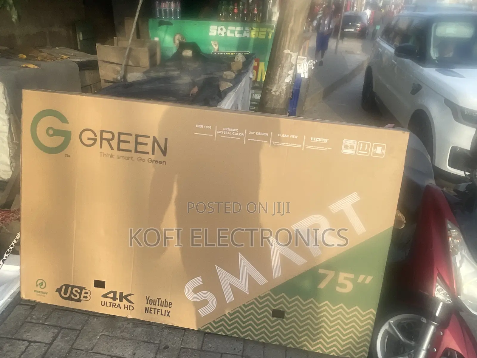 Asano(Green)75′′ Uhd Smart Tv Silver Design on Tv Edge