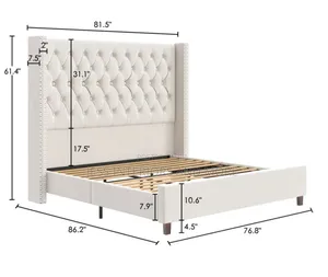 Bed Frame (King Size) Cream