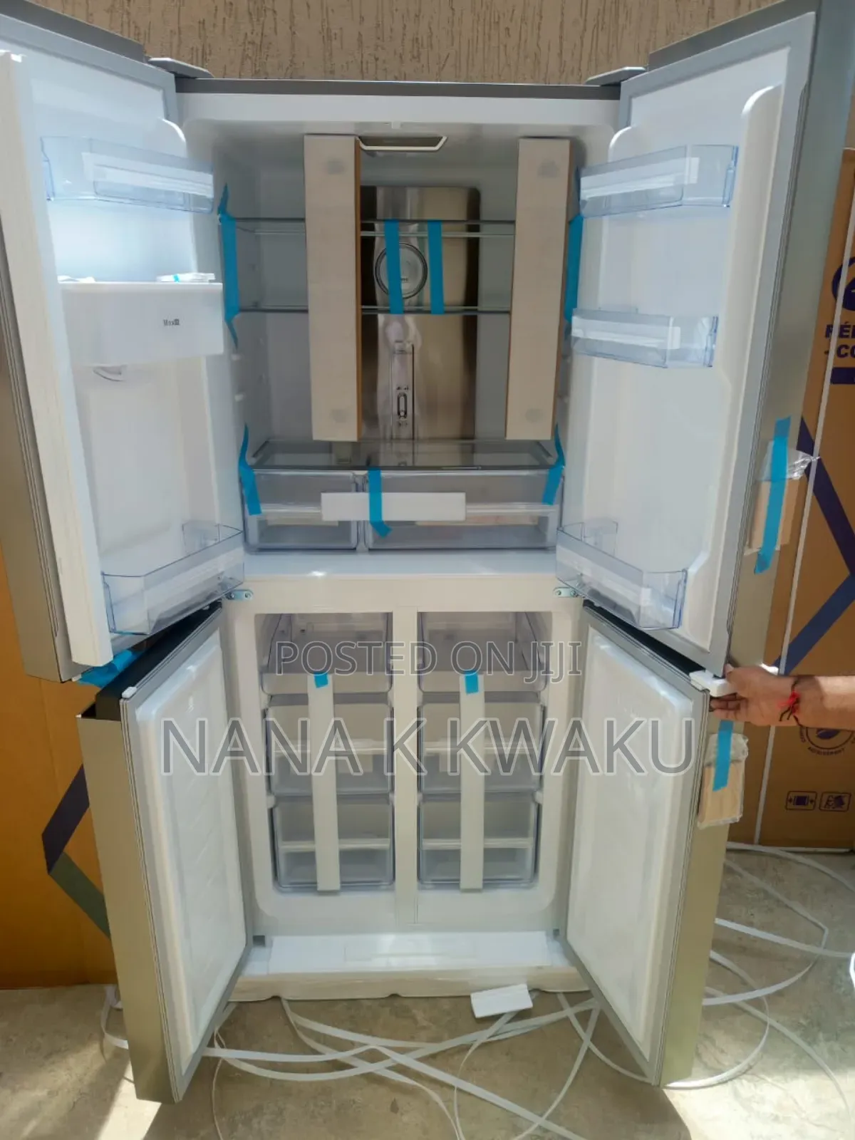 Water Dispenser Pearl 4 Doors Side by Side Fridge Silver