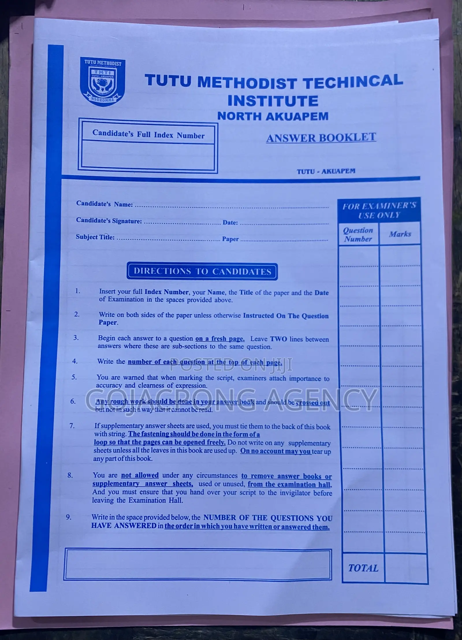 Customized Answer Sheet and Shading Paper