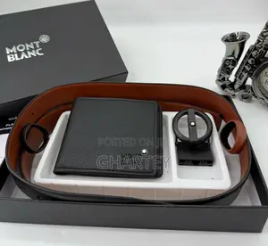 Mont Blanc Leather Belt and Wallet Combo