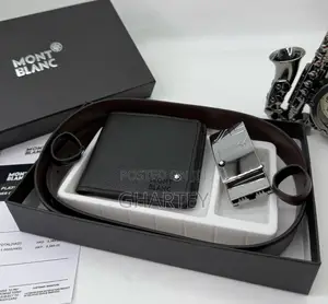 Mont Blanc Leather Belt and Wallet Combo