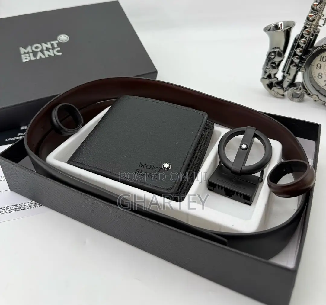 Mont Blanc Leather Belt and Wallet Combo