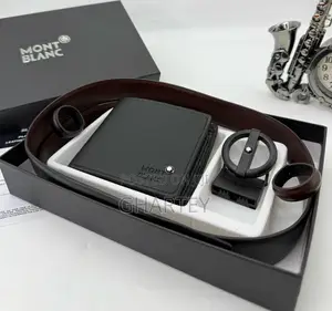 Mont Blanc Leather Belt and Wallet Combo