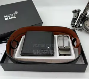 Mont Blanc Leather Belt and Wallet Combo