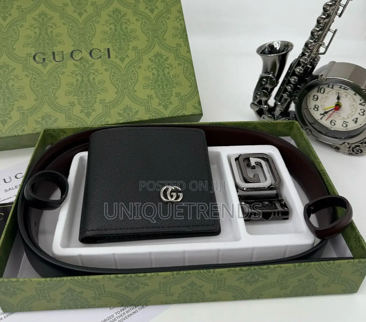 Genuine Leather Reversible Belt With Wallet Set