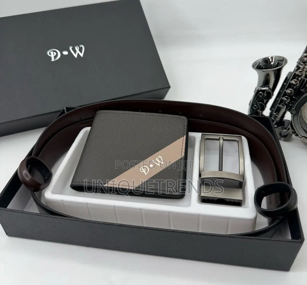 Genuine Leather Reversible Belt With Wallet Set