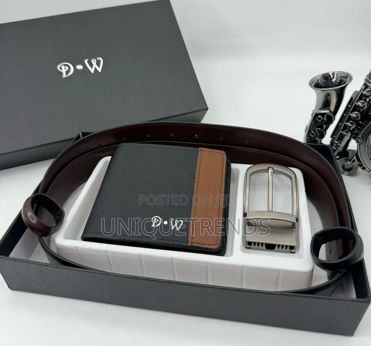 Genuine Leather Reversible Belt With Wallet Set