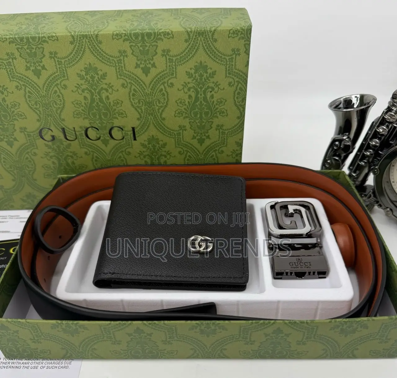 Genuine Leather Reversible Belt With Wallet Set