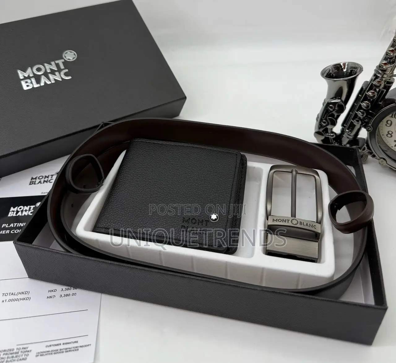 Genuine Leather Reversible Belt With Wallet Set