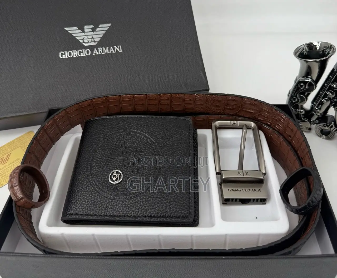 Aix From Giorgio Armani Wallet Belt Combo Set