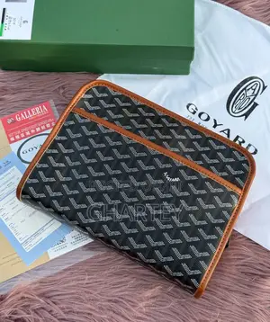 Luxury Goyard Hand Bag Black With Brown Leather Trim