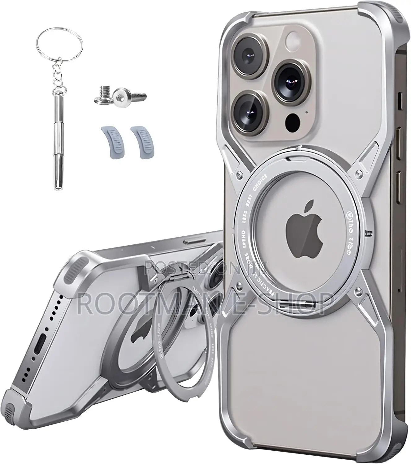 Frameless Magnetic Case for iPhone 14 -16 Pro Max With Stand