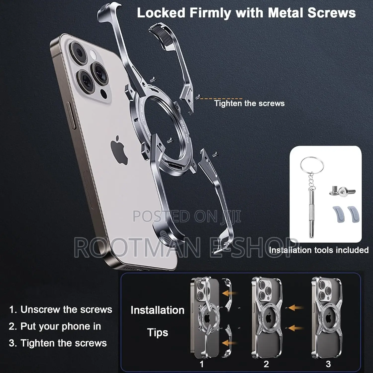 Frameless Magnetic Case for iPhone 14 -16 Pro Max With Stand