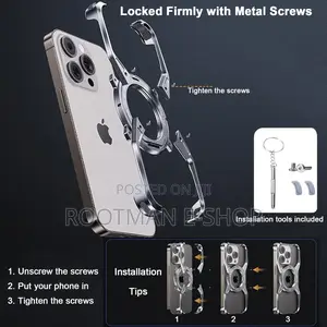 Frameless Magnetic Case for iPhone 14 -16 Pro Max With Stand