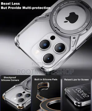 Frameless Magnetic Case for iPhone 14 -16 Pro Max With Stand