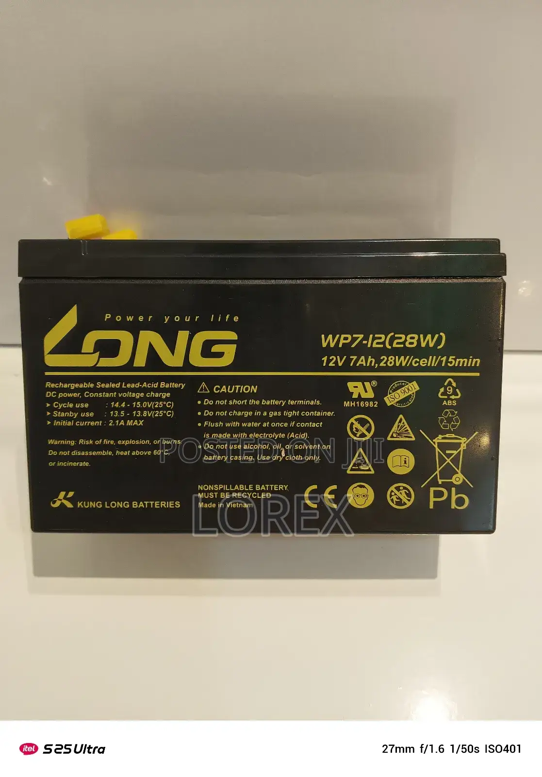 Long Merlin4 Energizer Battery 12v 7ah