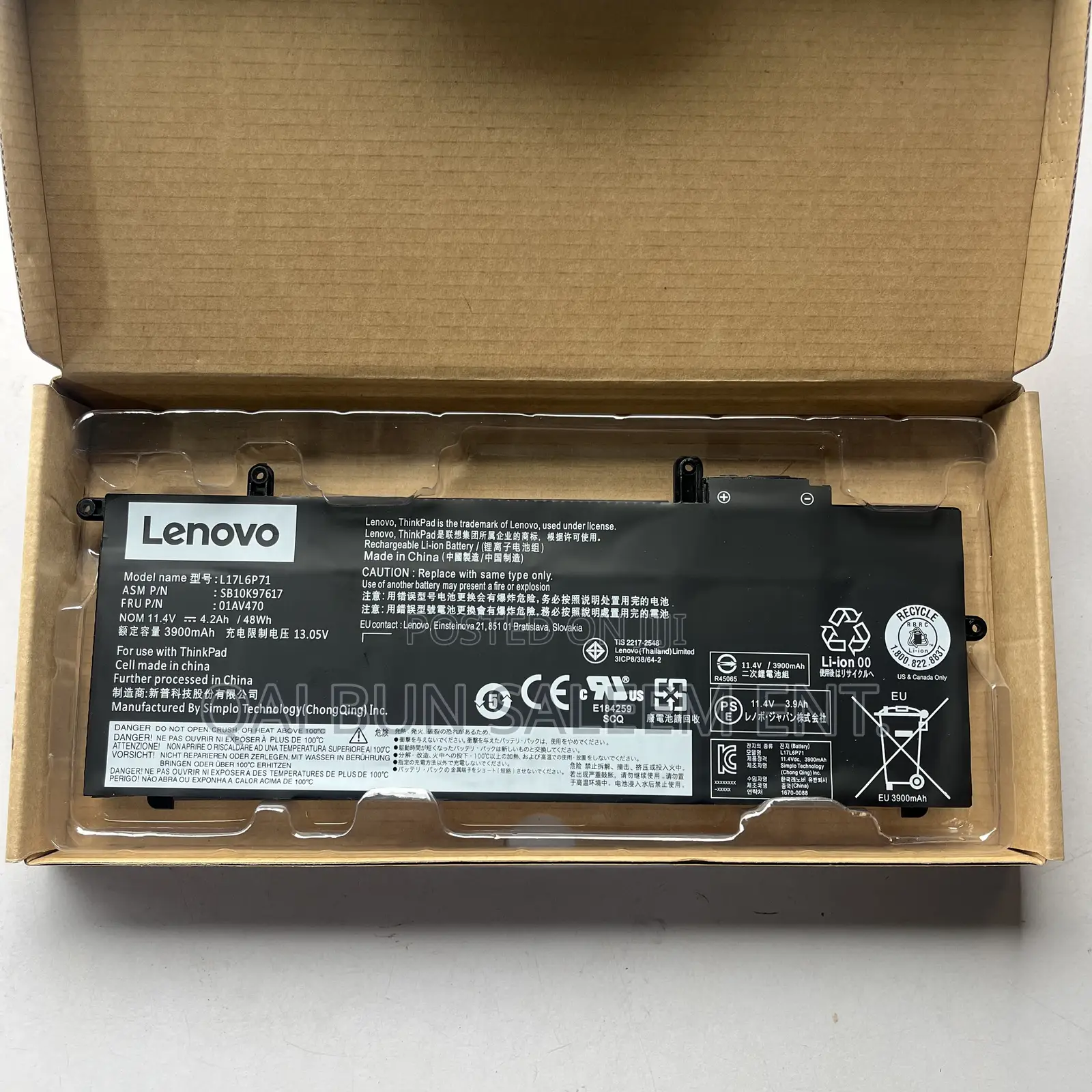 Lenovo L17c6p71 Laptop Battery For Thinkpad X280 A285 Series