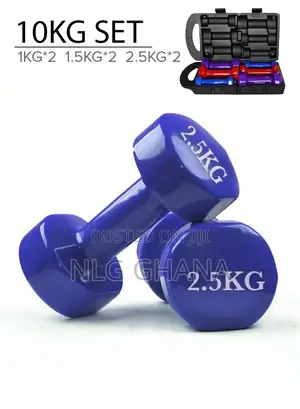 6pcs 10kg Vinyl Coated Dumbbells Set With Carr Hj_00265_10kg
