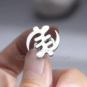 Gye Nyame Adinkra Label Pin Gold Silver Black