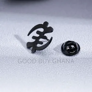 Gye Nyame Adinkra Label Pin Gold Silver Black