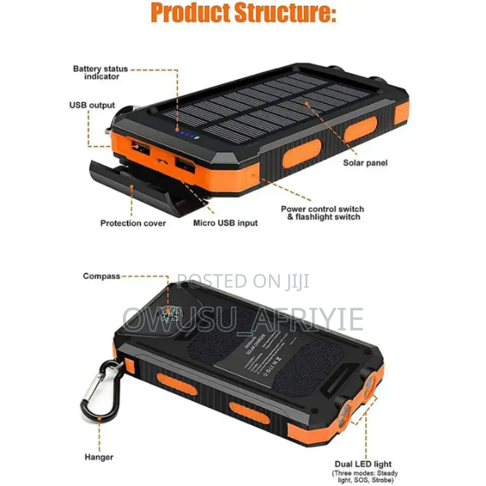 Power Bank (20000mah) With Torch and Solar Charge