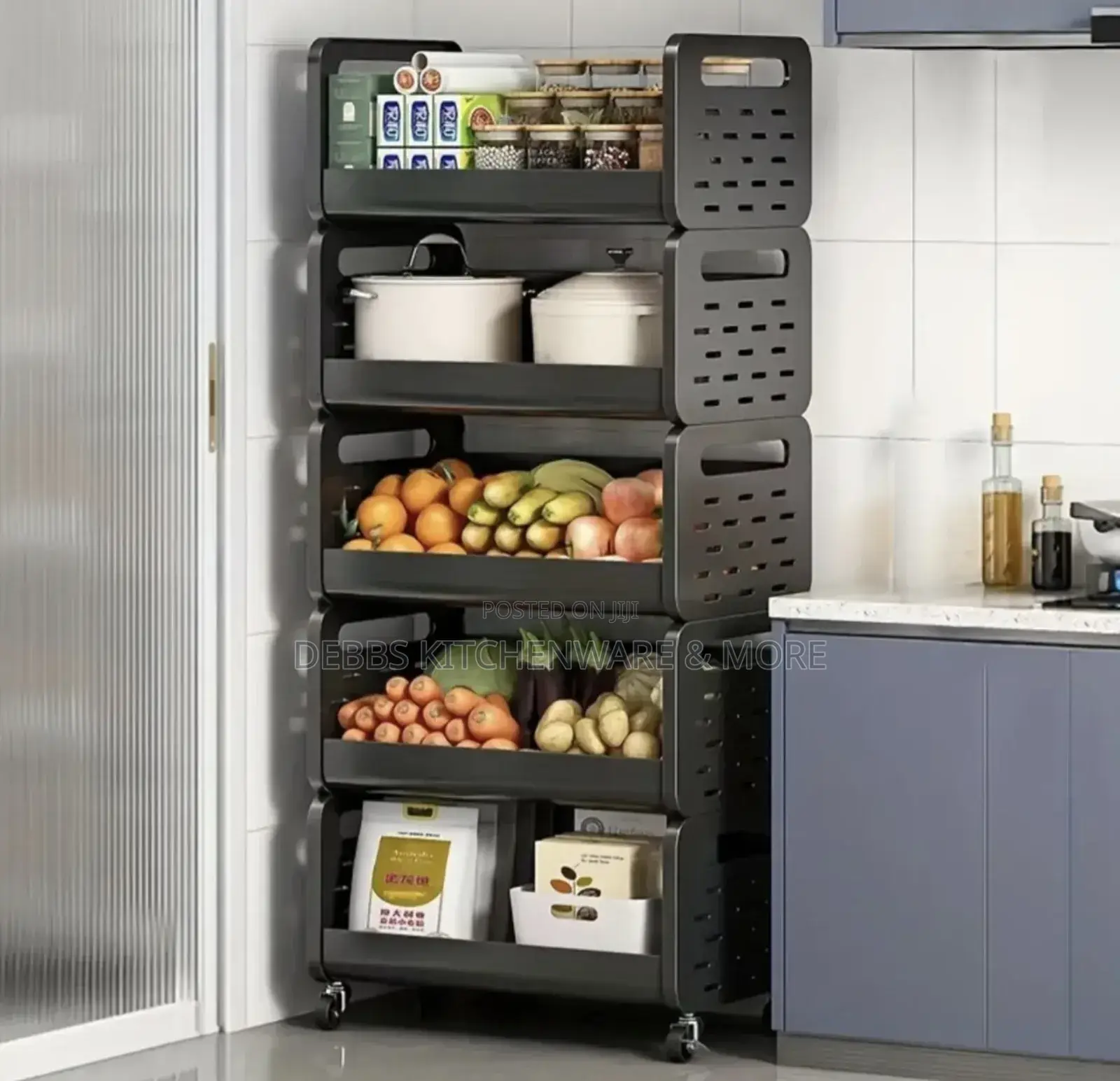 5layer Metallic Kitchen and Fruit Rack