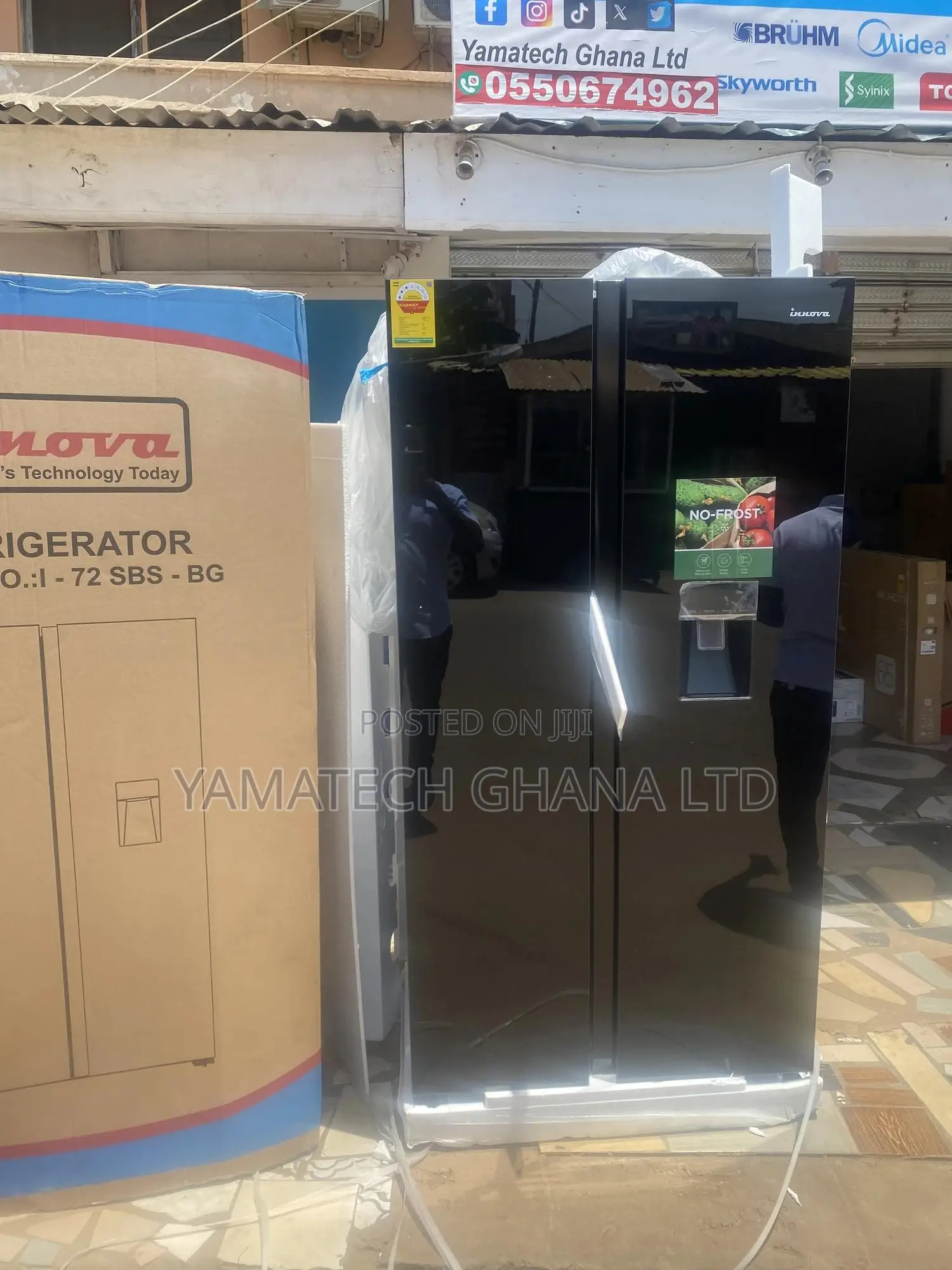Ultramodern Innova Sidi by Side Black Fridge With Dispenser