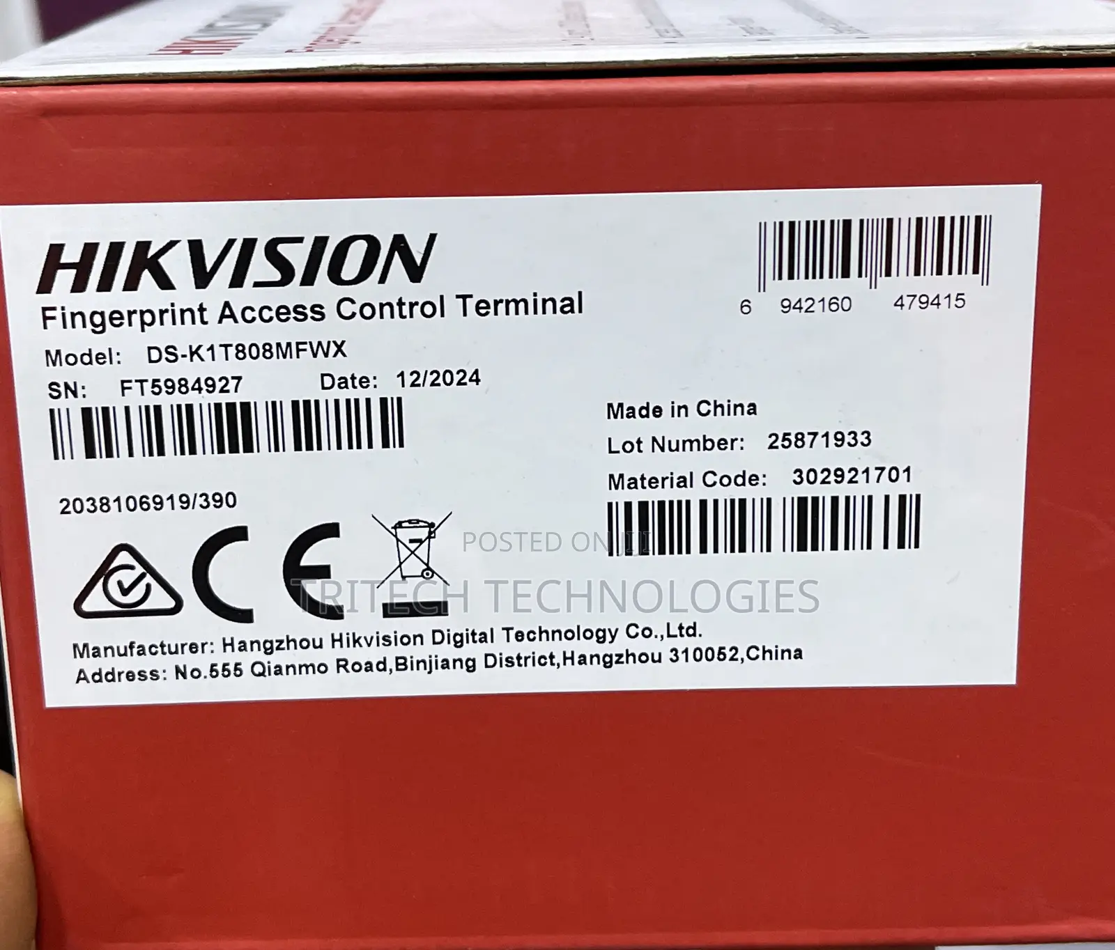 Hikvision Ds-K1t808mfwx-B New Pro Fingerprint Access Control