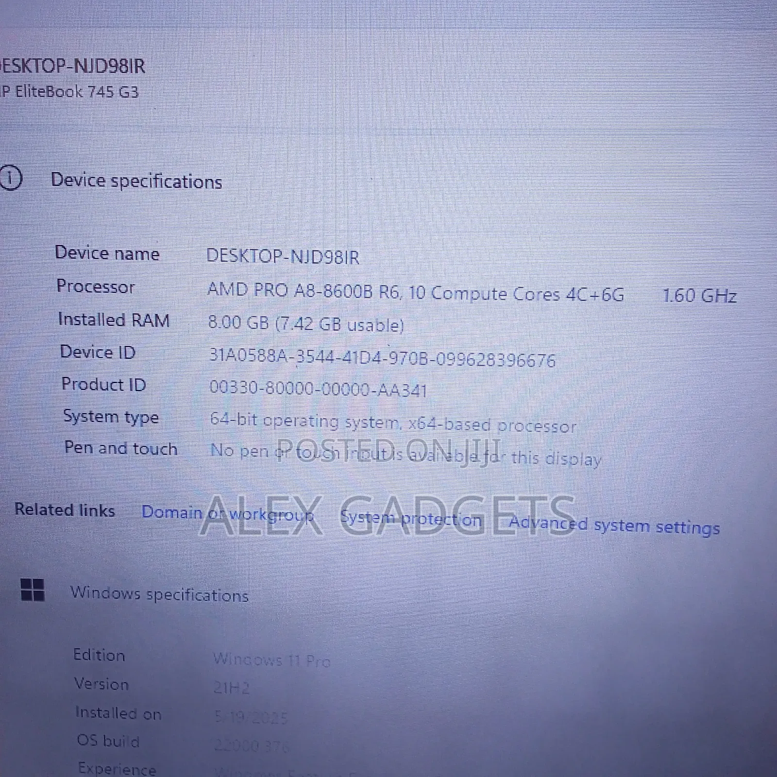 Laptop HP EliteBook 745 G4 8GB AMD A8 SSD 256GB