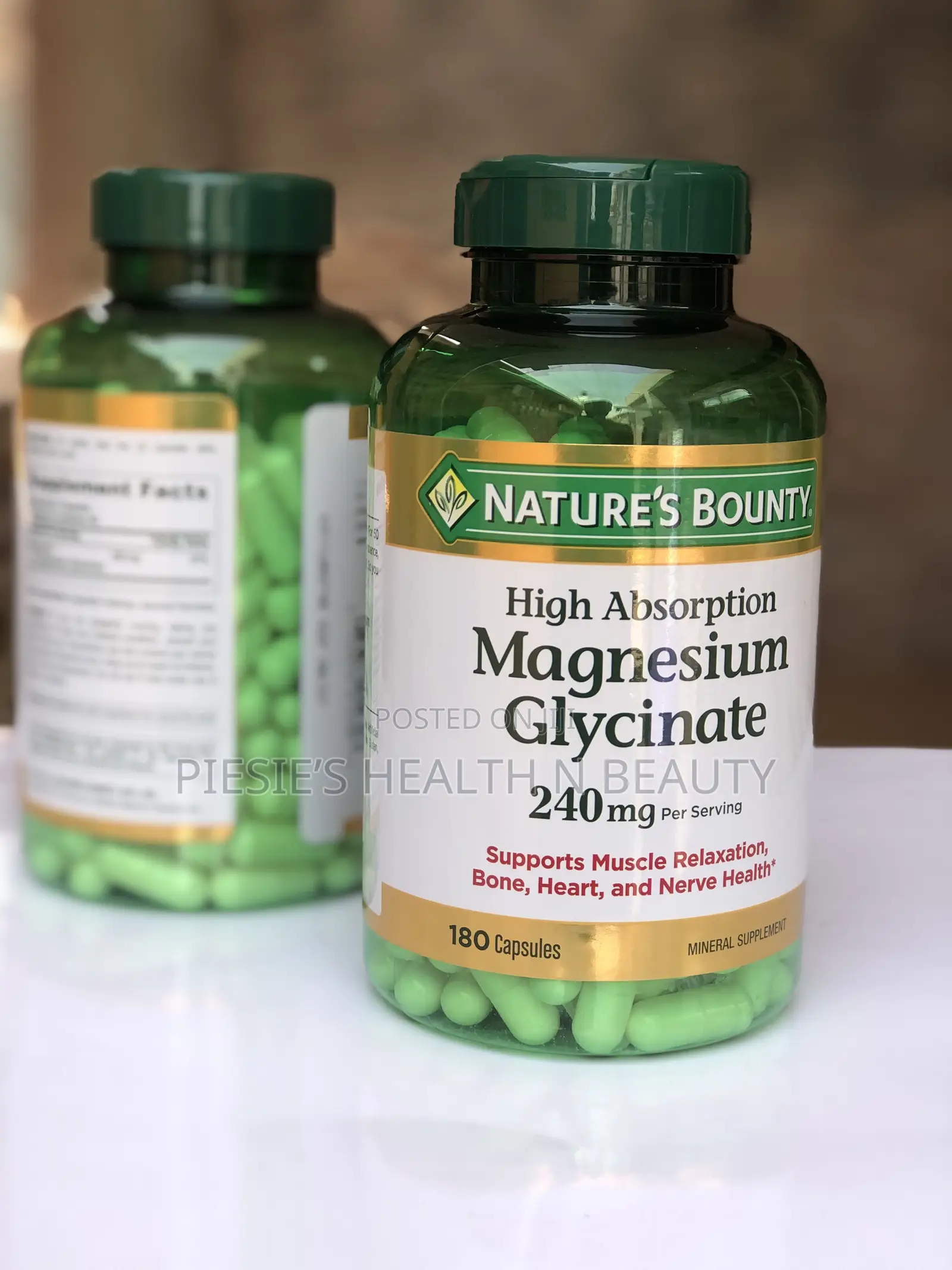 Nature’S Bounty Magnesium Glycinate 240 Mg, 180 Capsules