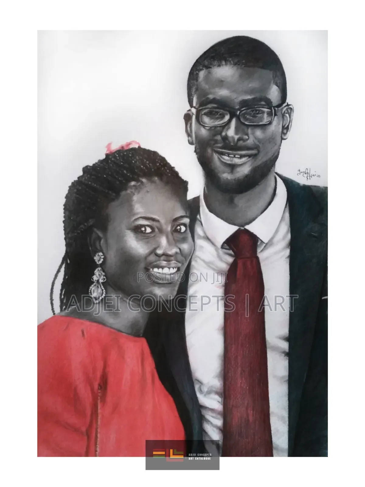 Hand-Made Pencil and Mixed Media Portrait Drawing